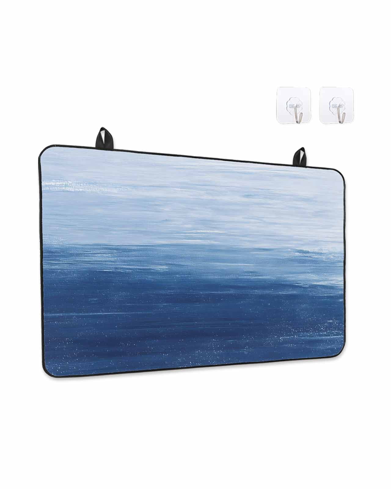 Stove Top Covers for Electric Stove, Navy Blue Ombre Glass Stovetop Cover Protector, Modern Abstract Art Ocean Oil Painting Induction Cooktop Protector Oven Mat for Kitchen Countertop 28.5"x20.5"