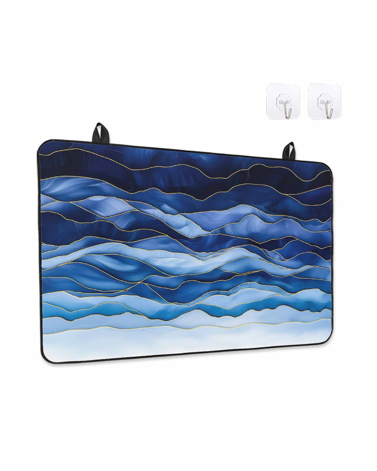 Stove Top Covers for Electric Stove, Navy Blue Ombre Glass Stovetop Cover Protector, Modern Moire Abstract Art Luxury Induction Cooktop Protector Oven Mat for Kitchen Countertop 31"x24"