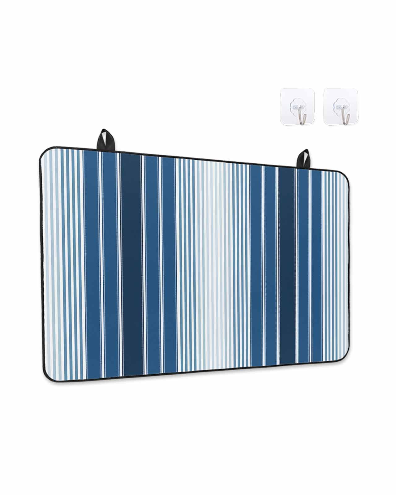 Stove Top Covers for Electric Stove, Navy Blue Ombre Stripe Glass Stovetop Cover Protector, Farmhouse Simple Striped Induction Cooktop Protector Oven Mat for Kitchen Countertop 24"x21"