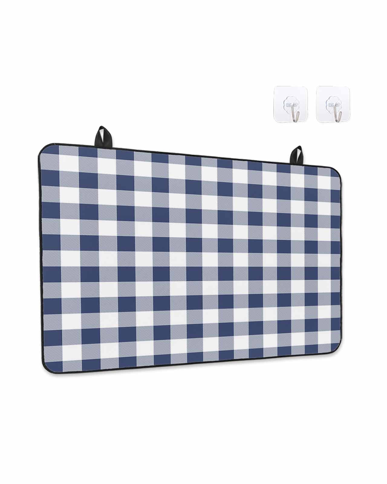 Stove Top Covers for Electric Stove, Navy Blue White Plaid Glass Stovetop Cover Protector, Farmhouse Checkered Buffalo Induction Cooktop Protector Oven Mat for Kitchen Countertop 24"x21"