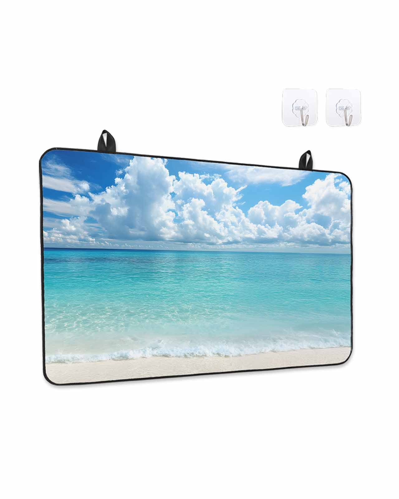Stove Top Covers for Electric Stove, Ocean Blue Glass Stovetop Cover Protector, Beach Nature Coast Sea Shore Sky Seawater Induction Cooktop Protector Oven Mat for Kitchen Countertop 24"x21"