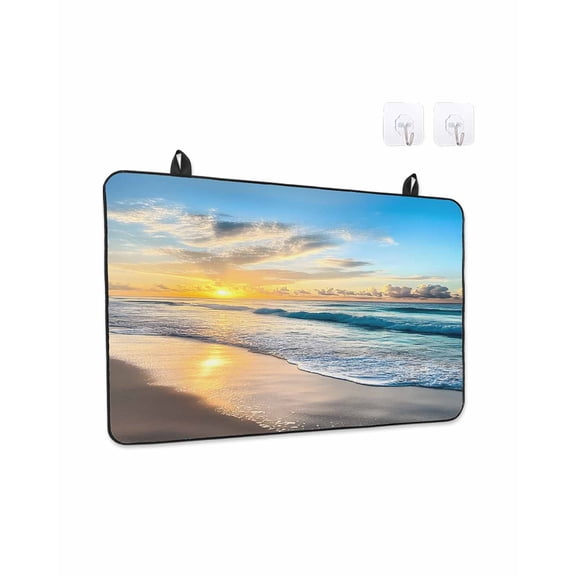 Stove Top Covers for Electric Stove, Ocean Sunset Glass Stovetop Cover Protector, Beach Blue Sky Coastal Seashore Summer Induction Cooktop Protector Oven Mat for Kitchen Countertop 24"x21"