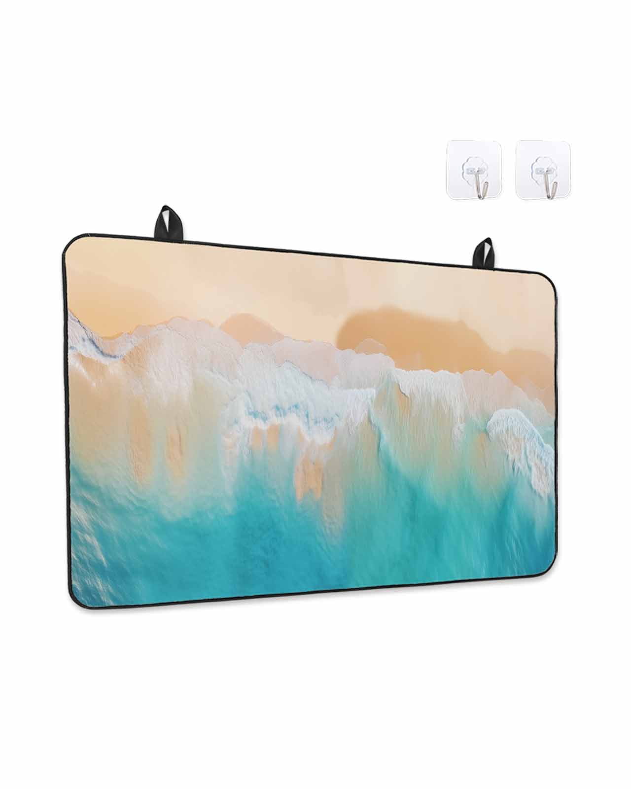 Stove Top Covers for Electric Stove, Orange Aqua Coastal Glass Stovetop Cover Protector, Summer Beach Seaside Nautical Induction Cooktop Protector Oven Mat for Kitchen Countertop 24"x21"