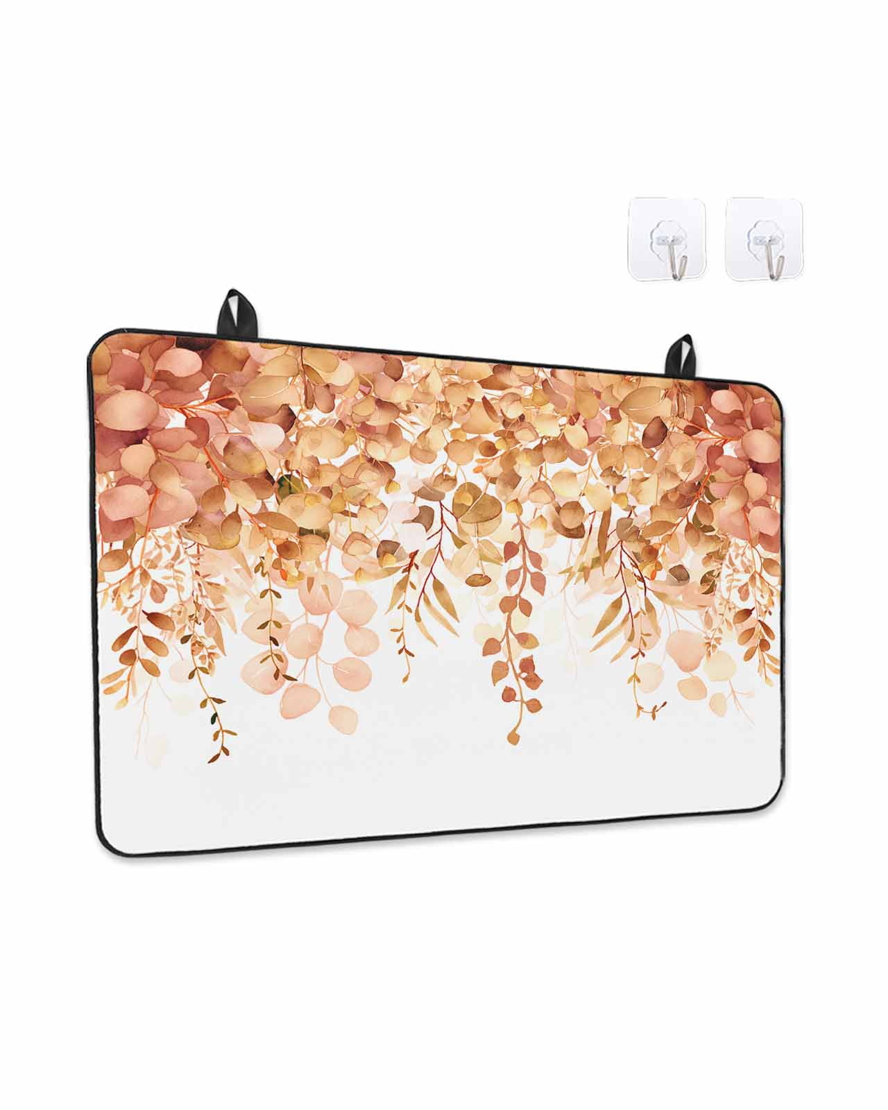 Stove Top Covers for Electric Stove, Orange Eucalyptus Leaves Glass Stovetop Cover Protector, Spring Floral Summer Botanical Induction Cooktop Protector Oven Mat for Kitchen Countertop 28.5"x20.5"