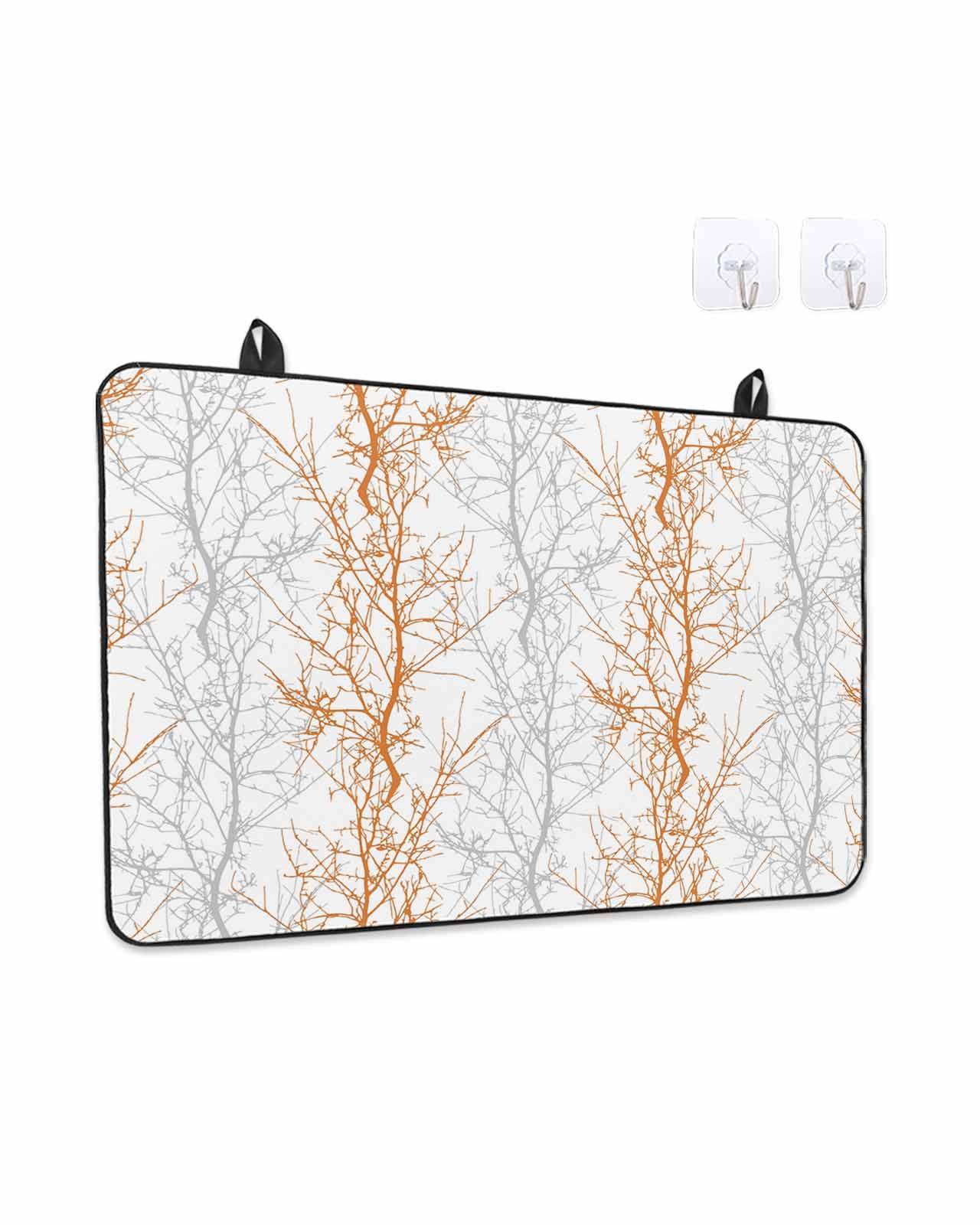 Stove Top Covers for Electric Stove, Orange Gray Glass Stovetop Cover Protector, Pastoral Botanical Branch Aesthetics Induction Cooktop Protector Oven Mat for Kitchen Countertop 24"x21"