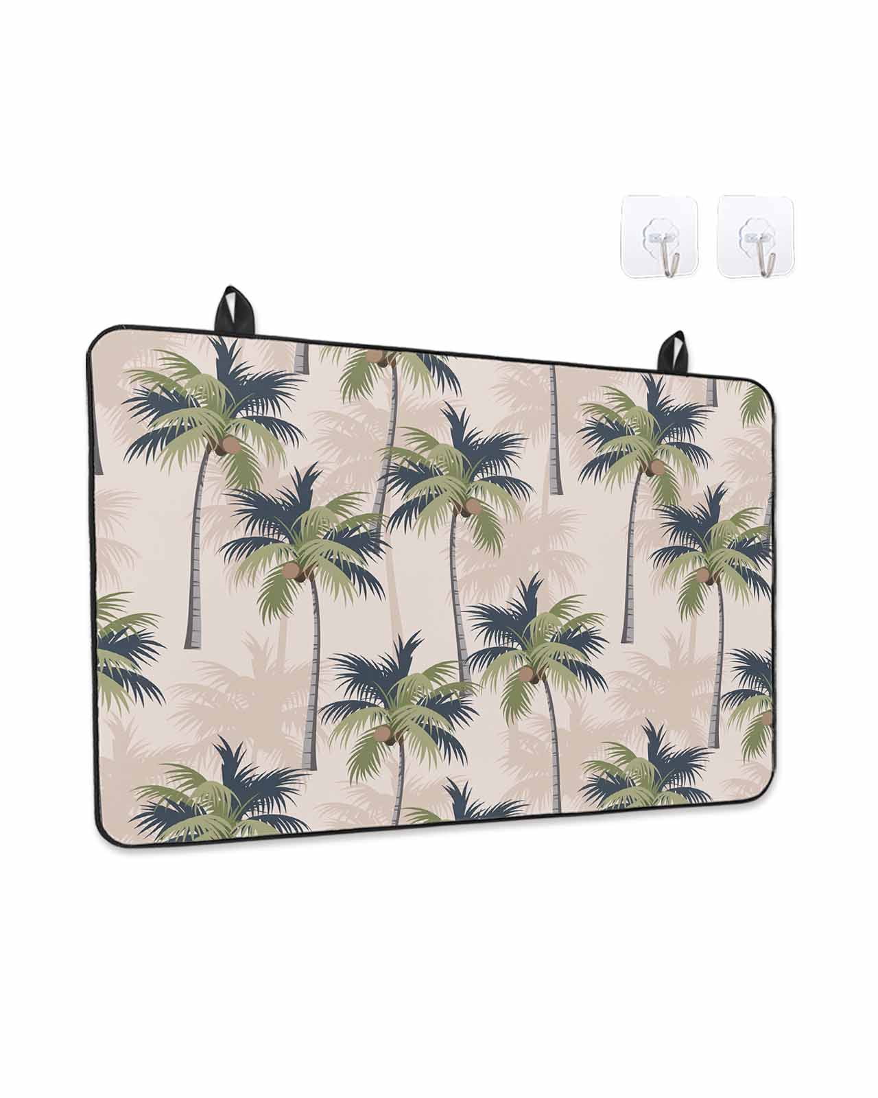 Stove Top Covers for Electric Stove, Palm Tree Glass Stovetop Cover Protector, Tropical Coconut Botanical Summer Seaside Induction Cooktop Protector Oven Mat for Kitchen Countertop 24"x21"