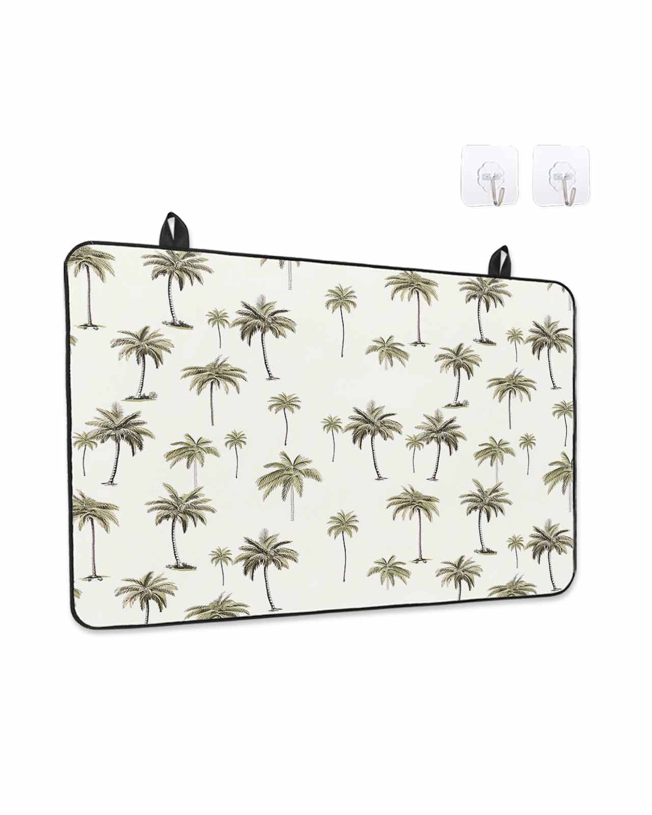 Stove Top Covers for Electric Stove, Palm Trees Glass Stovetop Cover Protector, Green Botanical Summer Tropical Plants Induction Cooktop Protector Oven Mat for Kitchen Countertop 24"x21"
