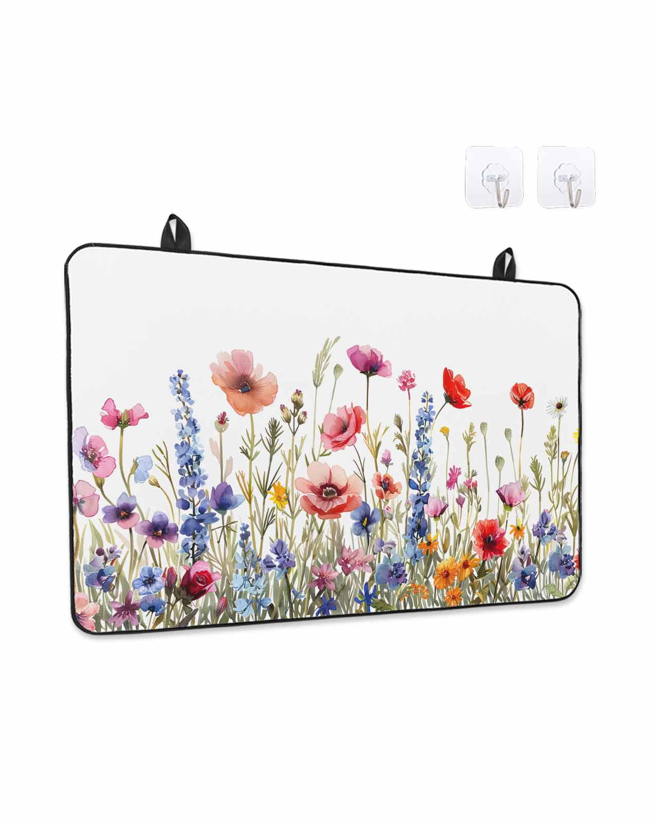 Stove Top Covers for Electric Stove, Pastoral Spring Floral Glass Stovetop Cover Protector, Elegant Summer Flower Botanical Induction Cooktop Protector Oven Mat for Kitchen Countertop 24"x21"
