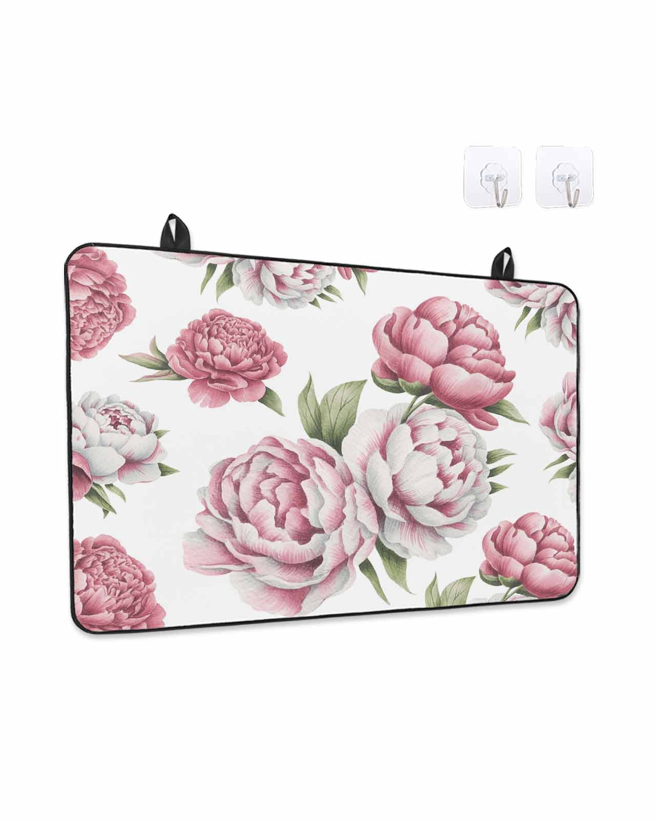 Stove Top Covers for Electric Stove, Pink Floral Glass Stovetop Cover Protector, Spring Summer Modern Flower Leaf Induction Cooktop Protector Oven Mat for Kitchen Countertop 24"x21"
