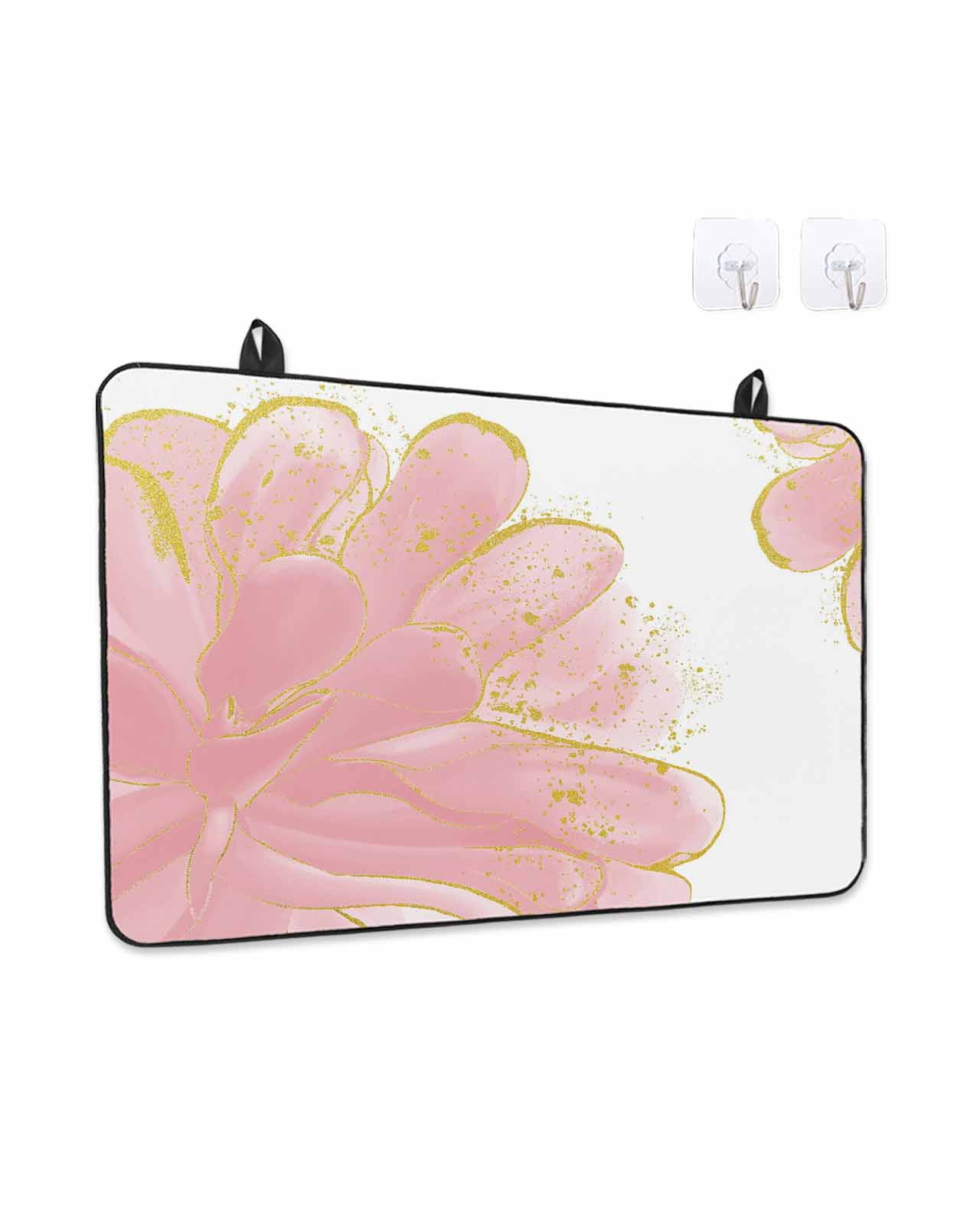Stove Top Covers for Electric Stove, Pink Gold Glass Stovetop Cover Protector, Boho Modern Abstract Minimalist Aesthetic Flower Induction Cooktop Protector Oven Mat for Kitchen Countertop 24"x21"