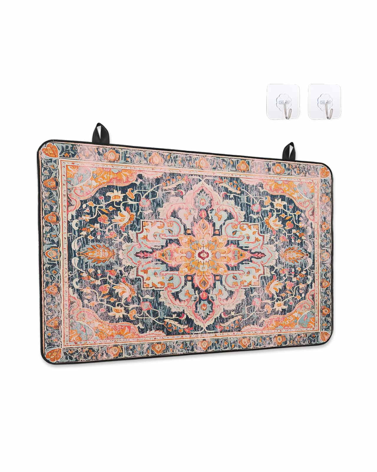 Stove Top Covers for Electric Stove, Pink Orange Blue Glass Stovetop Cover Protector, Ethnic Middle Century Geometric Art Induction Cooktop Protector Oven Mat for Kitchen Countertop 24"x21"