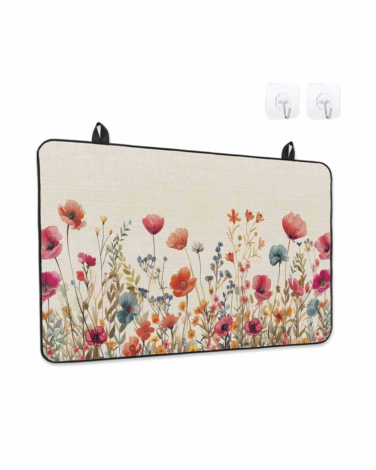 Stove Top Covers for Electric Stove,Pink Orange Teal Spring Floral Glass Stovetop Cover Protector,Watercolor Botanical Summer Flowers Cooktop Protector Oven Mat for Kitchen Countertop 36"x21"