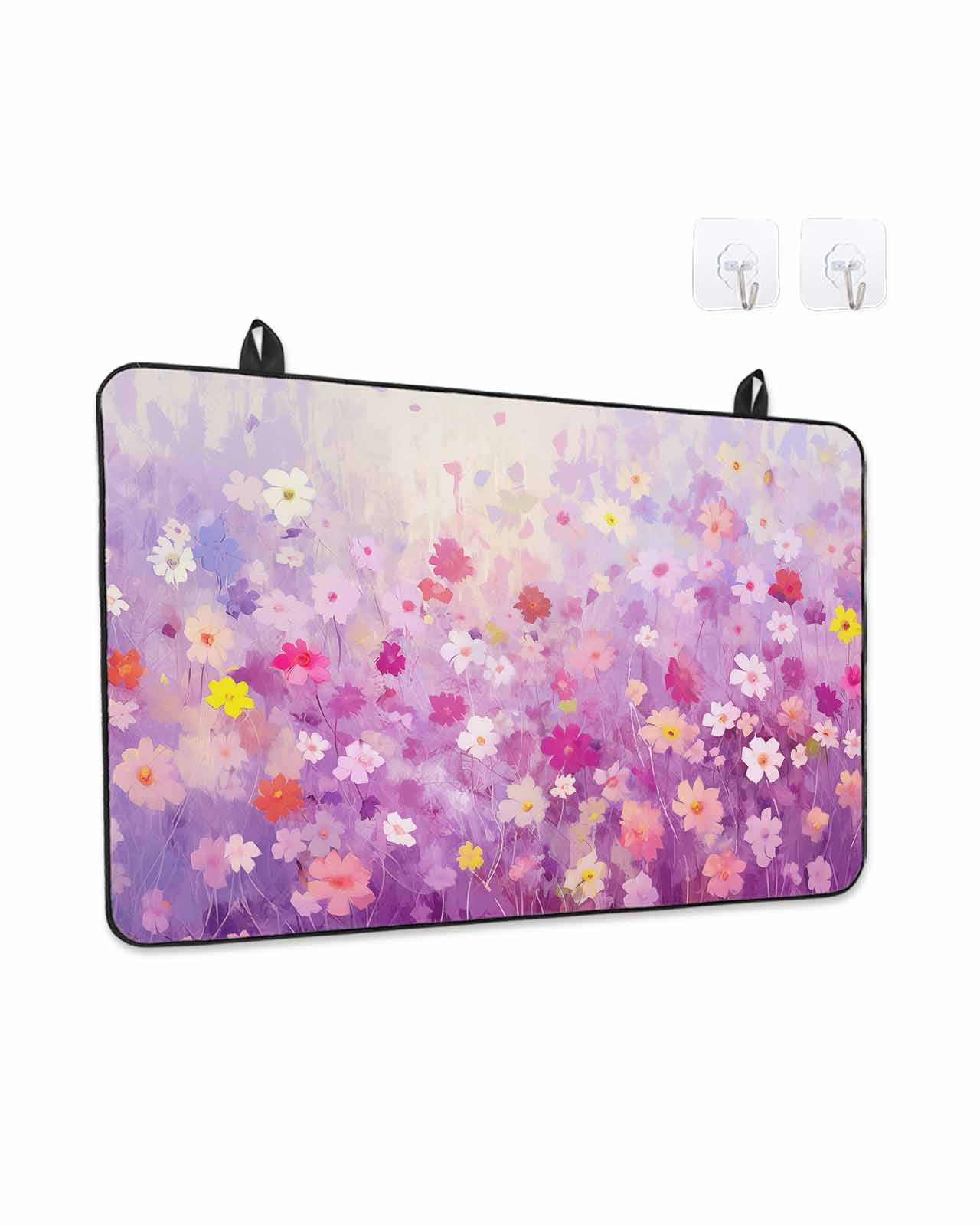 Stove Top Covers for Electric Stove, Pink Spring Floral Glass Stovetop Cover Protector, Summer Daisy Botanical Oil Painting Induction Cooktop Protector Oven Mat for Kitchen Countertop 36"x21"