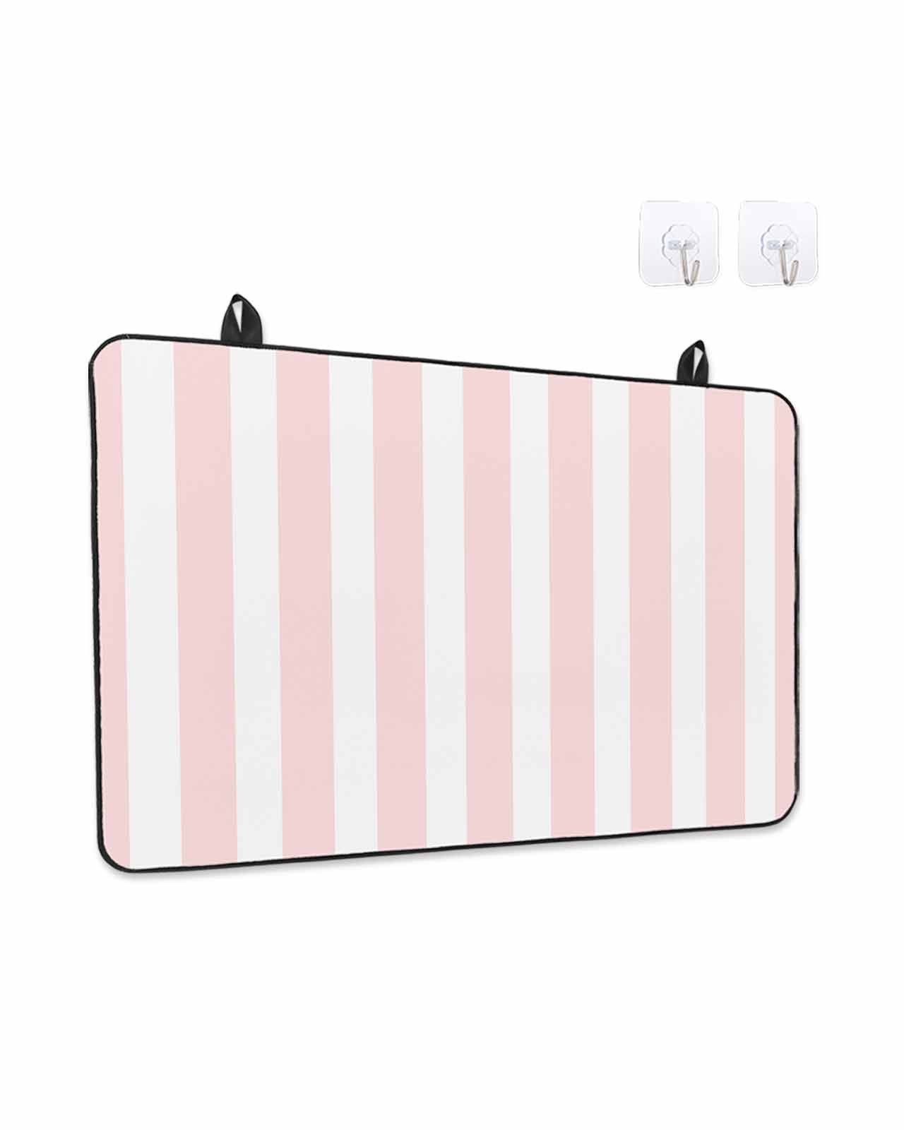 Stove Top Covers for Electric Stove, Pink Striped Glass Stovetop Cover Protector, Modern Farmhouse Pink White Stripes Induction Cooktop Protector Oven Mat for Kitchen Countertop 28.5"x20.5"