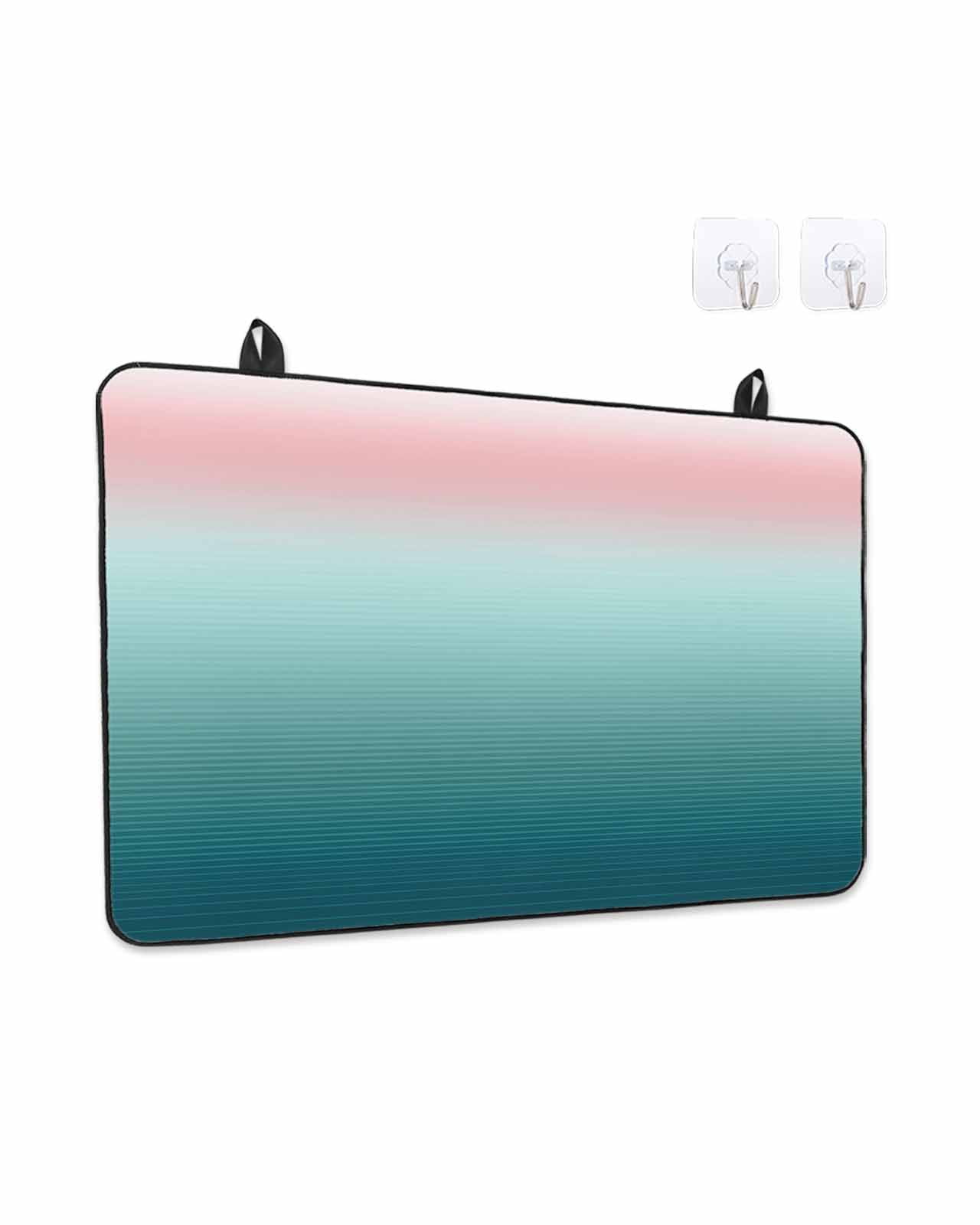 Stove Top Covers for Electric Stove,Pink Turquoise Ombre Glass Stovetop Cover Protector,Teal Modern Geometric Striped Abstract Art Induction Cooktop Protector Oven Mat for Kitchen Countertop 24"x21"