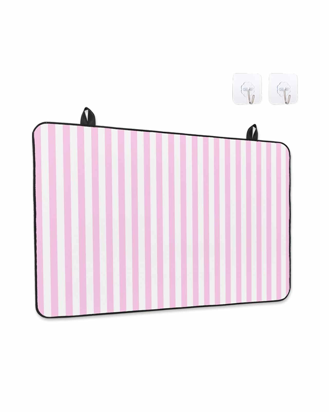 Stove Top Covers for Electric Stove, Pink White Stripe Glass Stovetop Cover Protector, Modern Minimalist Geometric Striped Induction Cooktop Protector Oven Mat for Kitchen Countertop 24"x21"
