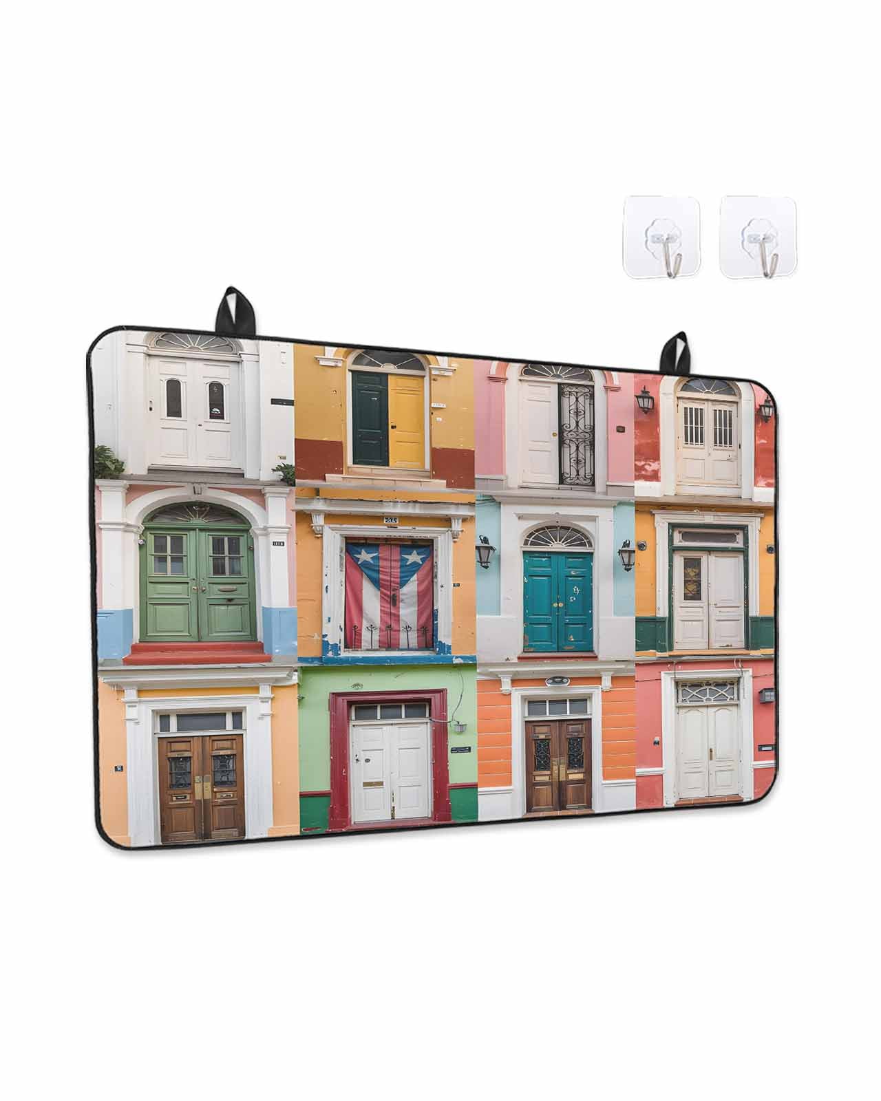 Stove Top Covers for Electric Stove, Puerto Rico Glass Stovetop Cover Protector, Vintage Boho Style Door Gates Induction Cooktop Protector Oven Mat for Kitchen Countertop 24"x21"