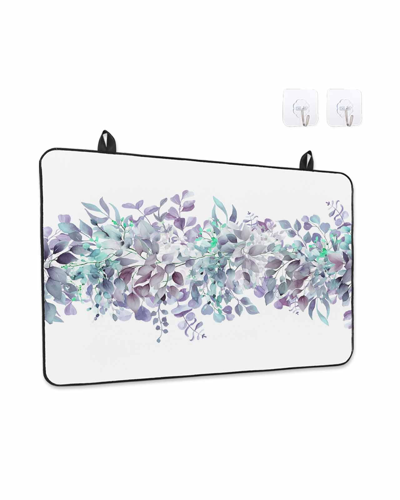 Stove Top Covers for Electric Stove, Purple Blue Eucalyptus Leaves Glass Stovetop Cover Protector, Spring Summer Botanical Floral Induction Cooktop Protector Oven Mat for Kitchen Countertop 24"x21"