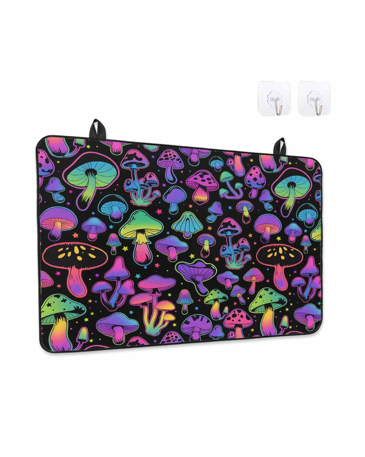 Stove Top Covers for Electric Stove, Purple Green Mushroom Glass Stovetop Cover Protector, Abstract Art Botanical Gradient Induction Cooktop Protector Oven Mat for Kitchen Countertop 24"x21"