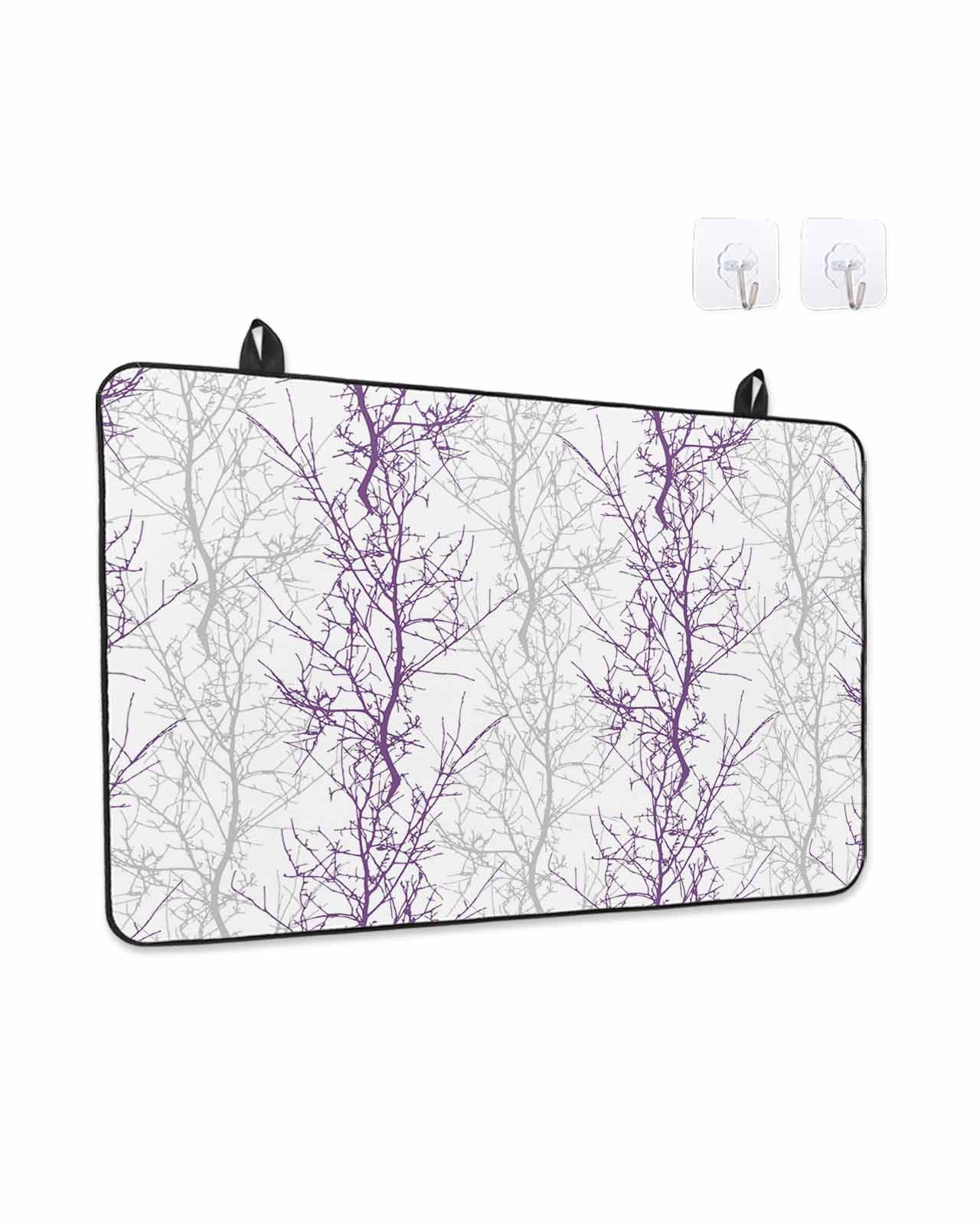 Stove Top Covers for Electric Stove, Purple Grey Branch Glass Stovetop Cover Protector, Spring Summer Pastoral Botanical Induction Cooktop Protector Oven Mat for Kitchen Countertop 24"x21"