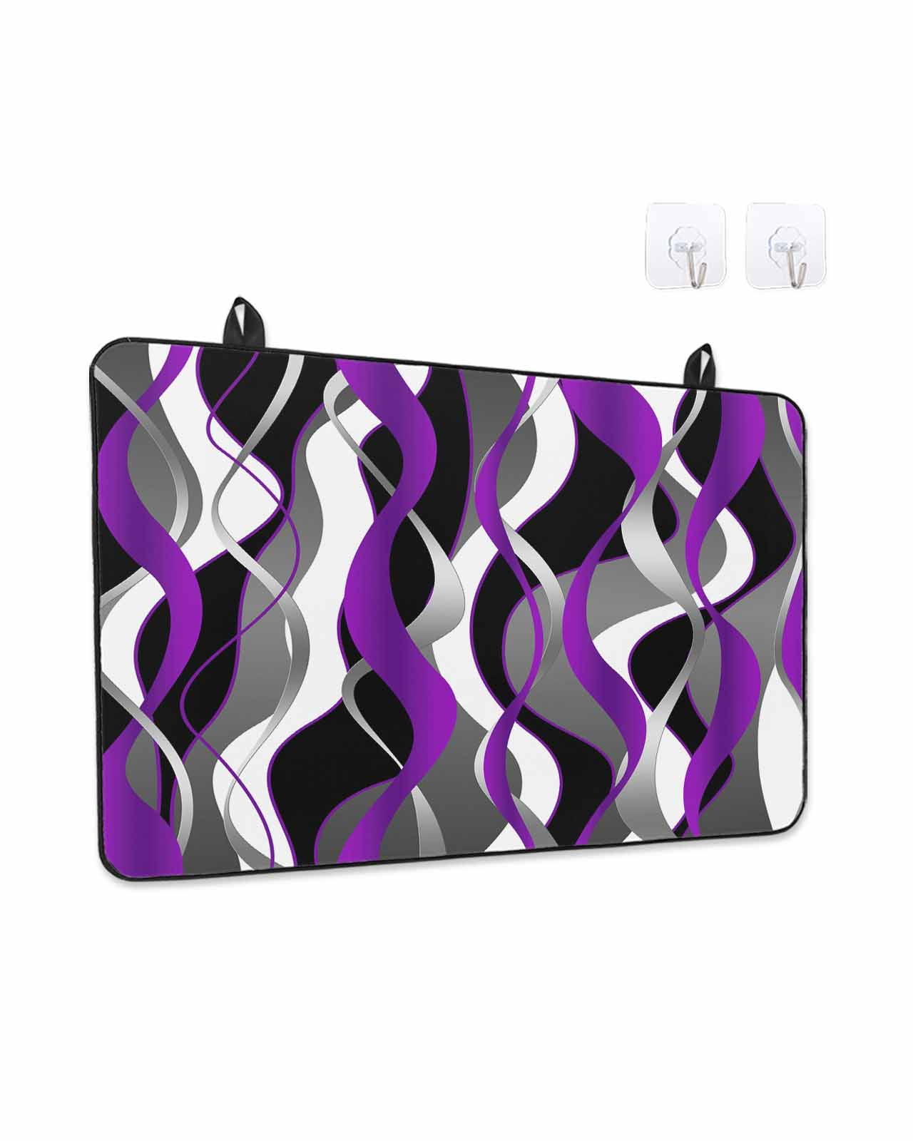 Stove Top Covers for Electric Stove, Purple Stripe Glass Stovetop Cover Protector, Black Grey White Gradient Striped Geometric Induction Cooktop Protector Oven Mat for Kitchen Countertop 31"x24"