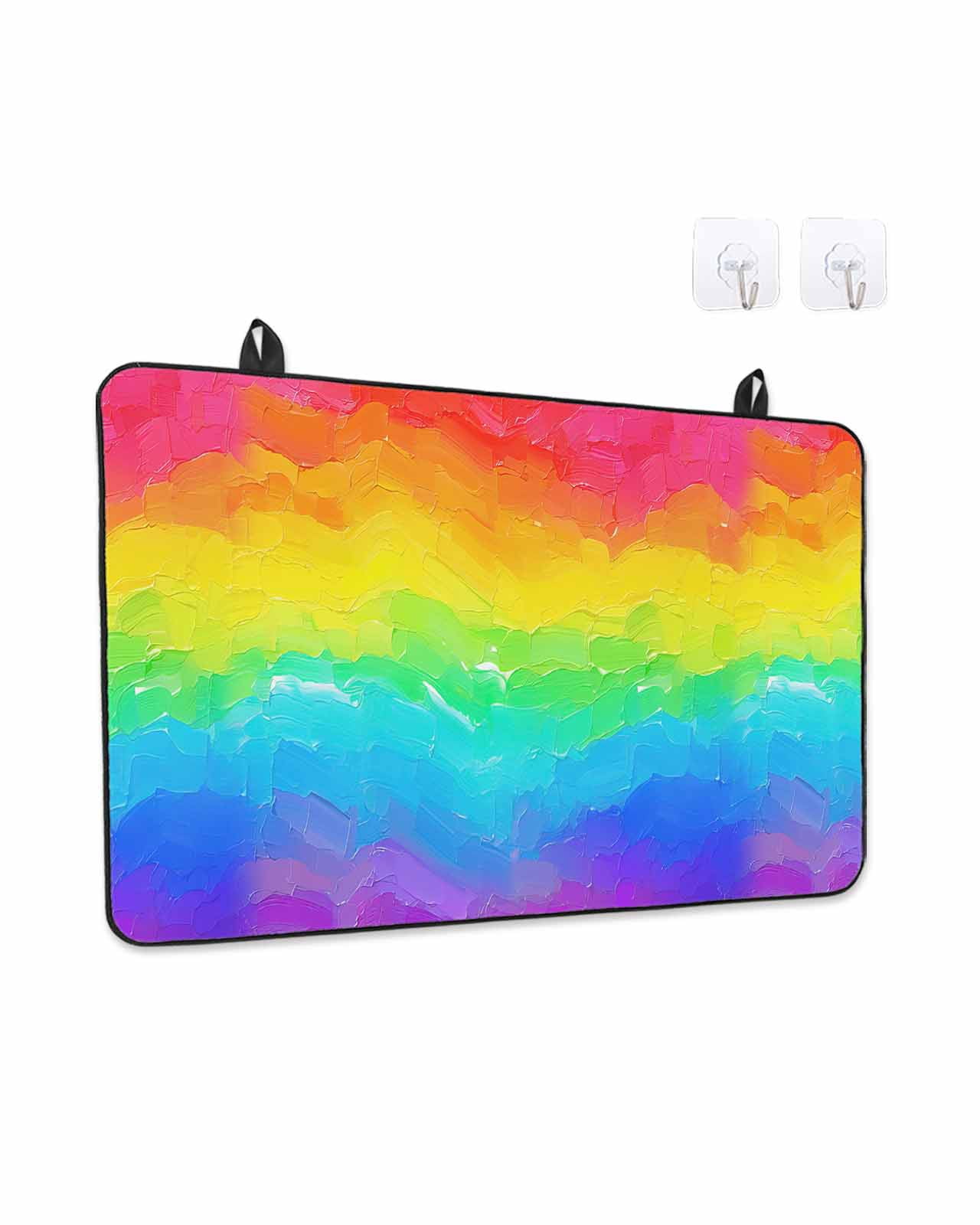 Stove Top Covers for Electric Stove, Rainbow Oil Painting Glass Stovetop Cover Protector, Watercolor Colorful Abstract Art Induction Cooktop Protector Oven Mat for Kitchen Countertop 24"x21"
