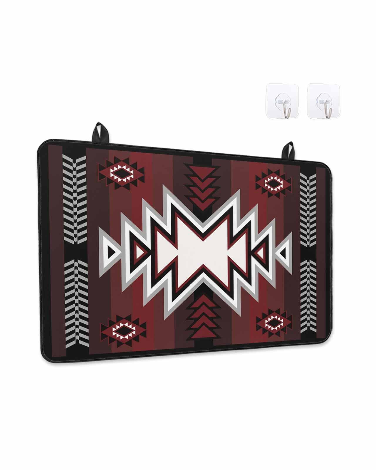 Stove Top Covers for Electric Stove, Red Black Glass Stovetop Cover Protector, Southwest Geometric Aztec Farmhouse Tribal Induction Cooktop Protector Oven Mat for Kitchen Countertop 36"x21"