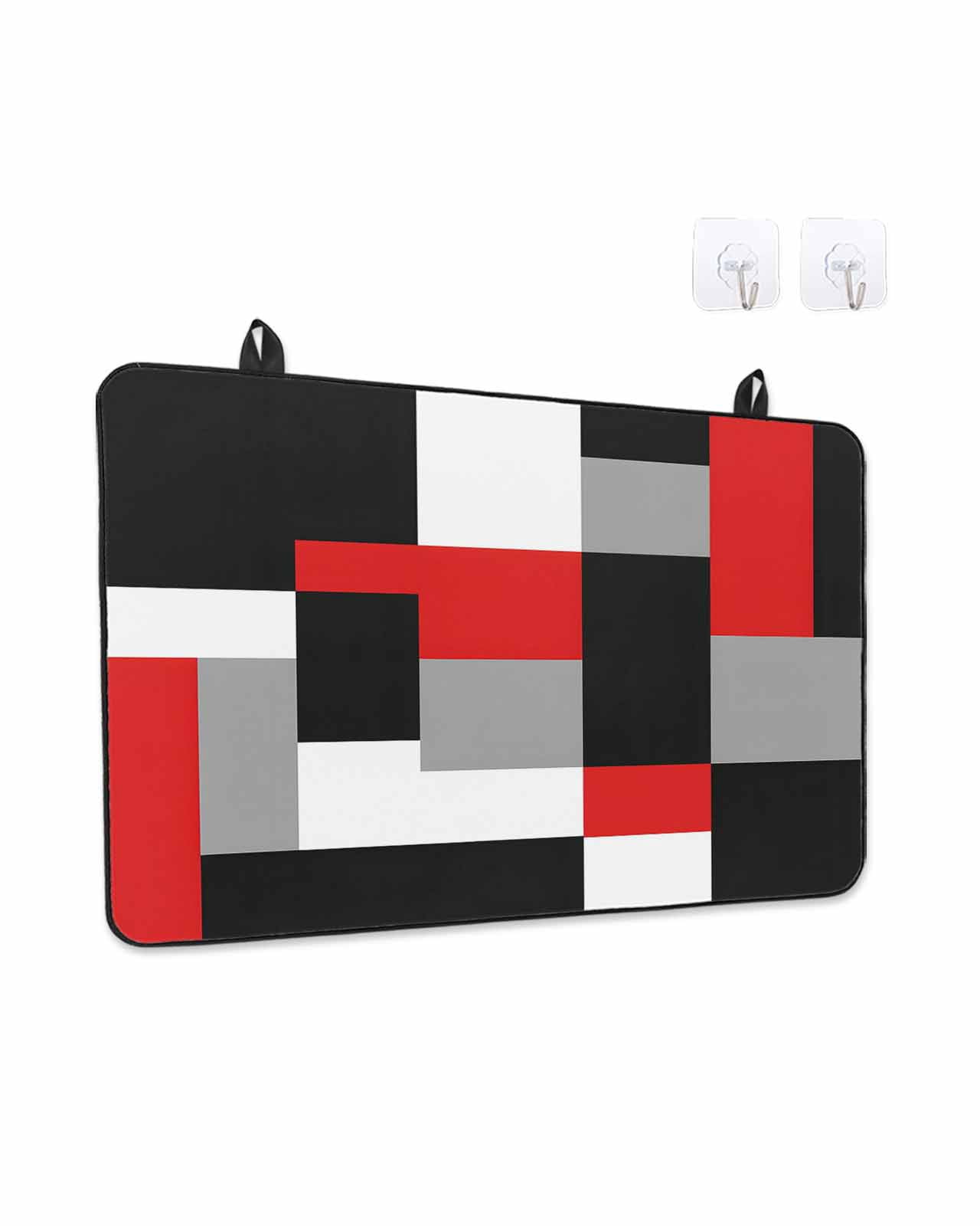Stove Top Covers for Electric Stove, Red Black Grey Geometric Glass Stovetop Cover Protector, Modern Abstract Art Luxury Induction Cooktop Protector Oven Mat for Kitchen Countertop 24"x21"