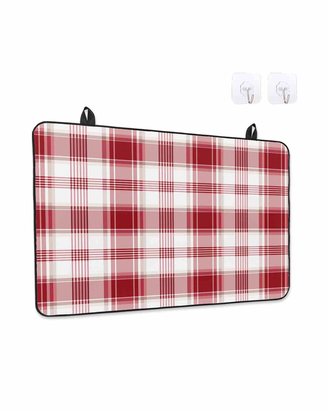 Stove Top Covers for Electric Stove, Red Checkered Glass Stovetop Cover Protector, Red White Plaid Farmhouse Induction Cooktop Protector Oven Mat for Kitchen Countertop 24"x21"