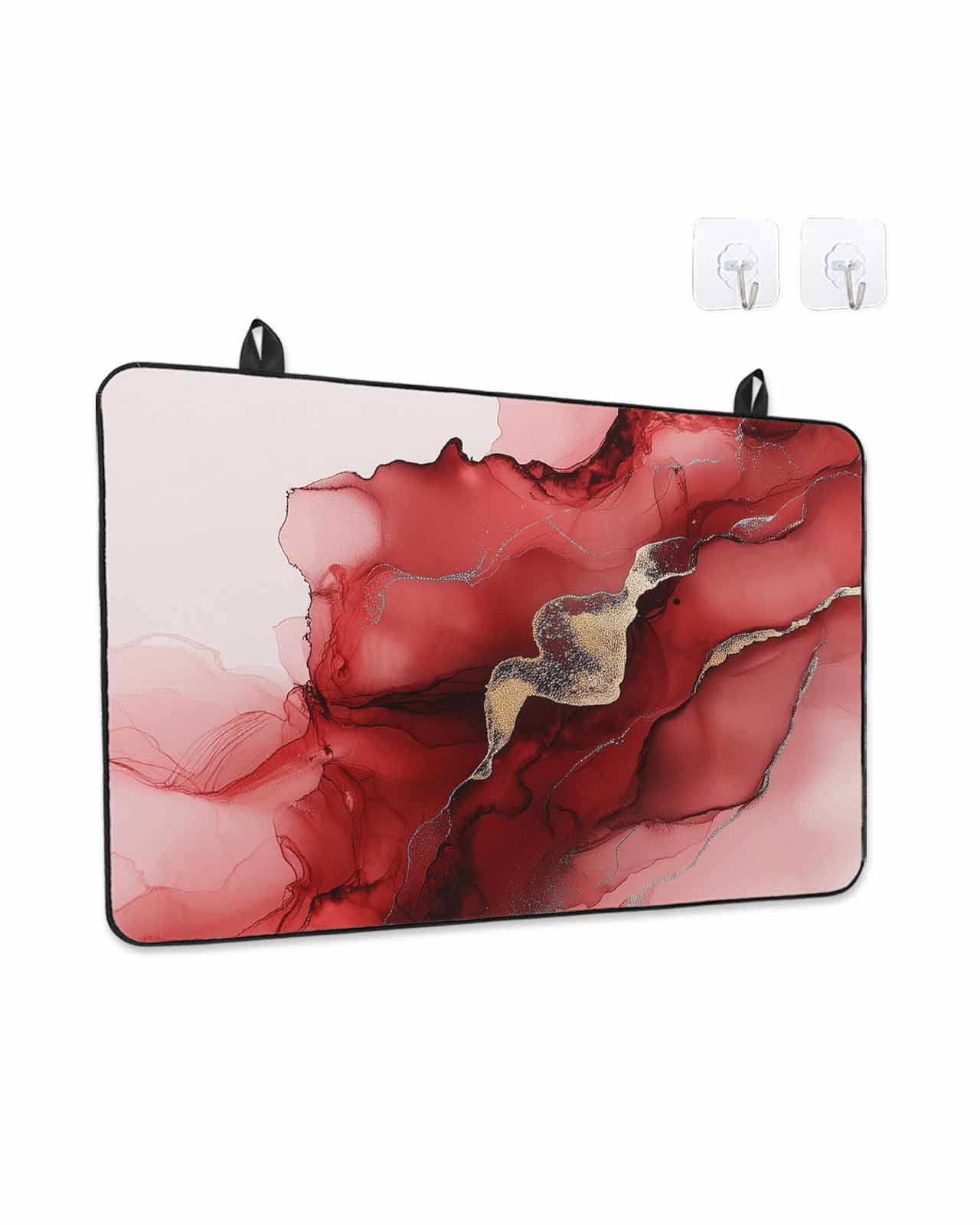 Stove Top Covers for Electric Stove, Red Marble Kitchen Glass Ceramic Electric Cooktop Covers 36"x21", Modern Ombre Abstract Ink Painting Art HeatResistant Oven/Countertop/Dishwasher/Sink Protector