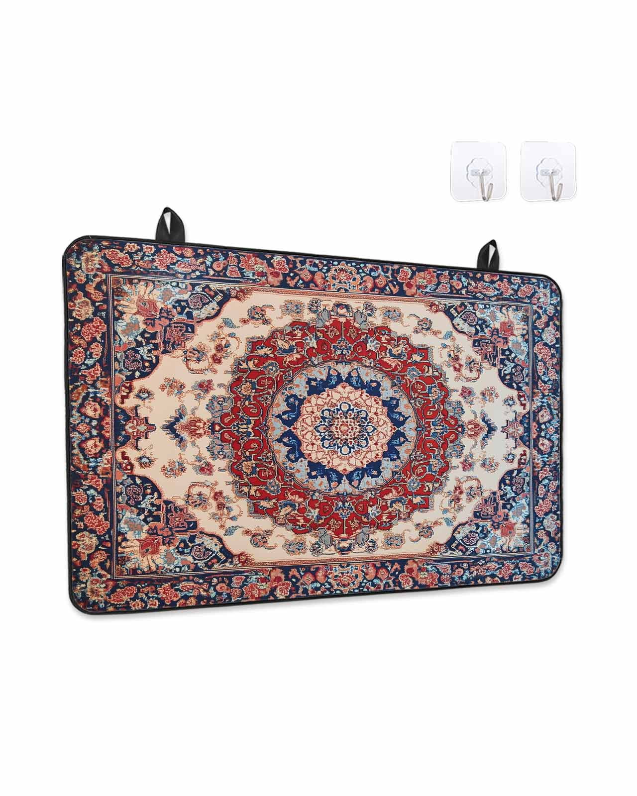 Stove Top Covers for Electric Stove, Red Navy Blue Boho Kitchen Glass Ceramic Electric Cooktop Covers 36"x21", Vintage Ethnic Geometric HeatResistant Oven/Countertop/Dishwasher/Sink Protector