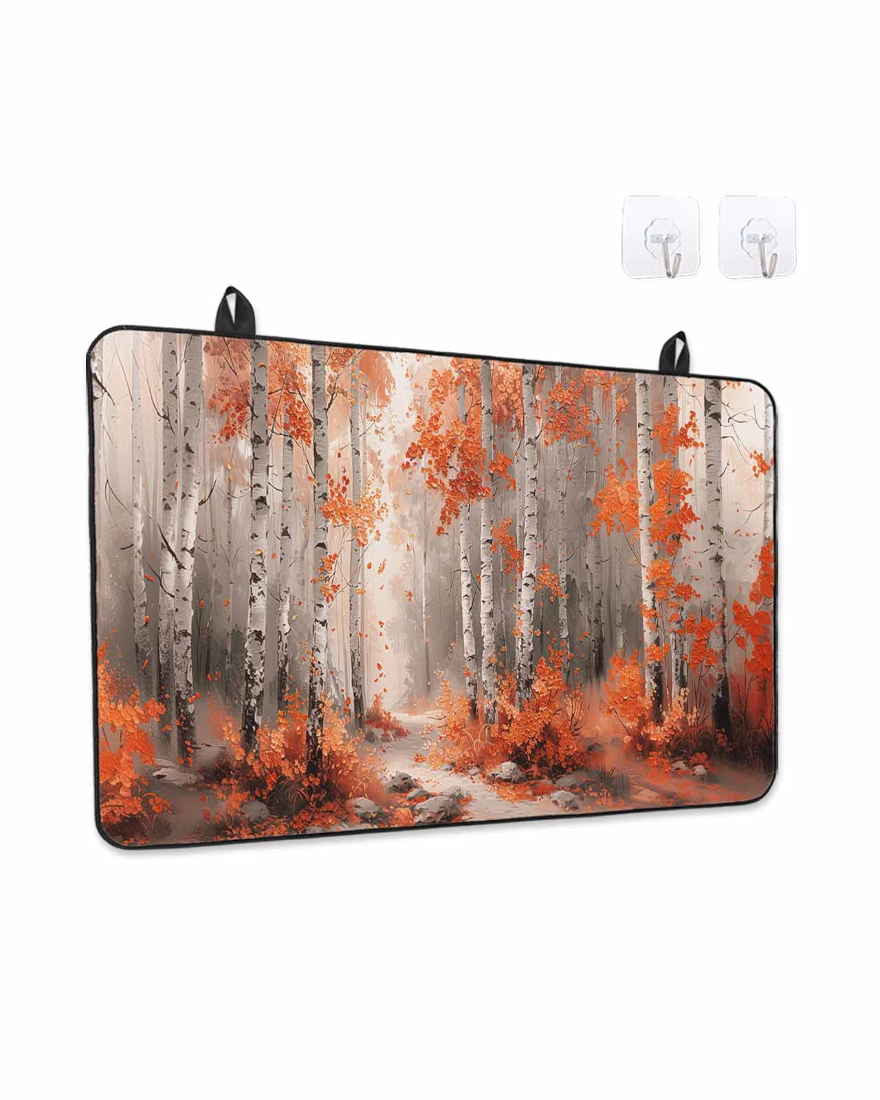 Stove Top Covers for Electric Stove, Red Orange Glass Stovetop Cover Protector, Modern Oil Painting Art Forest Induction Cooktop Protector Oven Mat for Kitchen Countertop 24"x21"