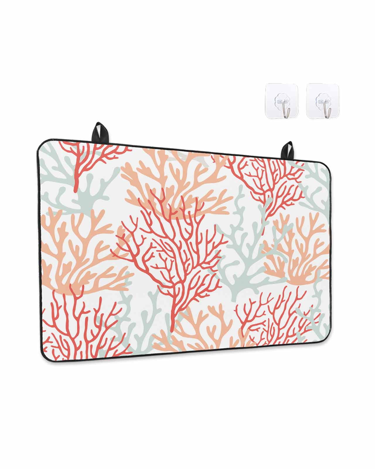 Stove Top Covers for Electric Stove, Red Orange Grey Coral Coastal Glass Stovetop Cover Protector, Summer Beach Seaside Nautical Induction Cooktop Protector Oven Mat for Kitchen Countertop 36"x21"