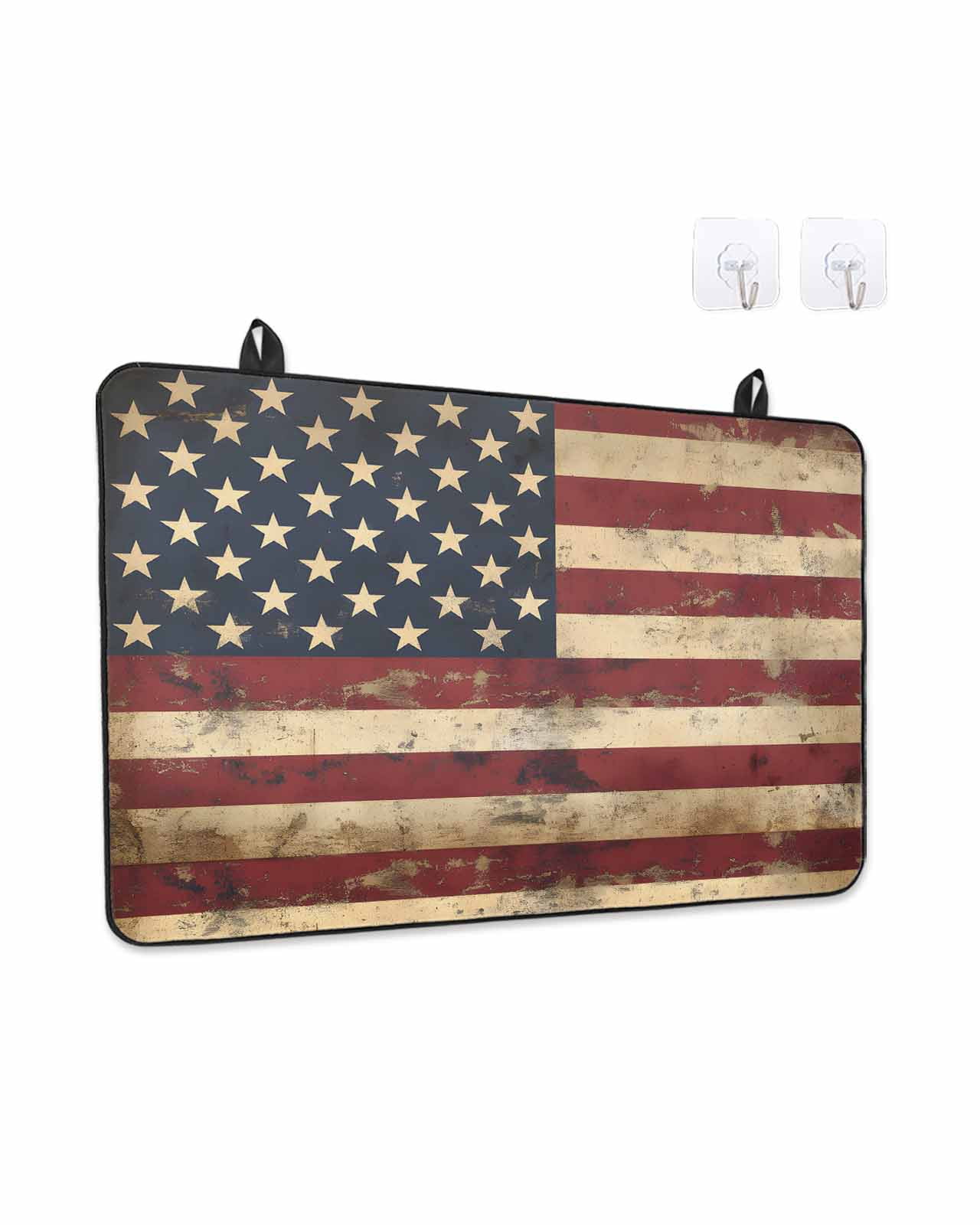 Stove Top Covers for Electric Stove, Retro American Flag Glass Stovetop Cover Protector, Vintage Shabby US Flag Induction Cooktop Protector Oven Mat for Kitchen Countertop 28.5"x20.5"