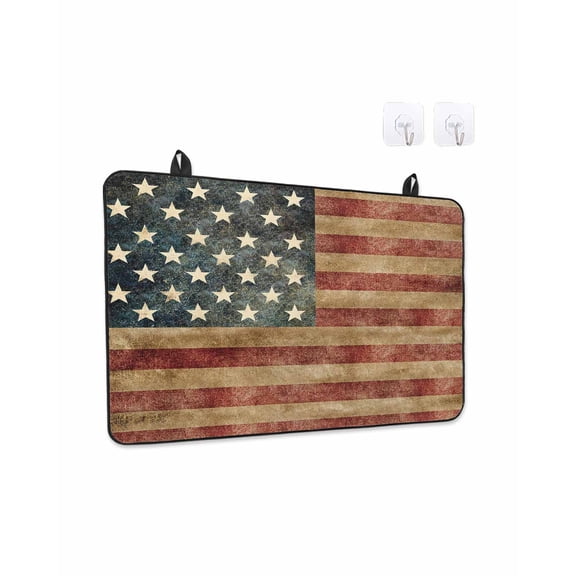 Stove Top Covers for Electric Stove, Retro American Flag Glass Stovetop Cover Protector, Vintage US Flag Red Striped Induction Cooktop Protector Oven Mat for Kitchen Countertop 24"x21"