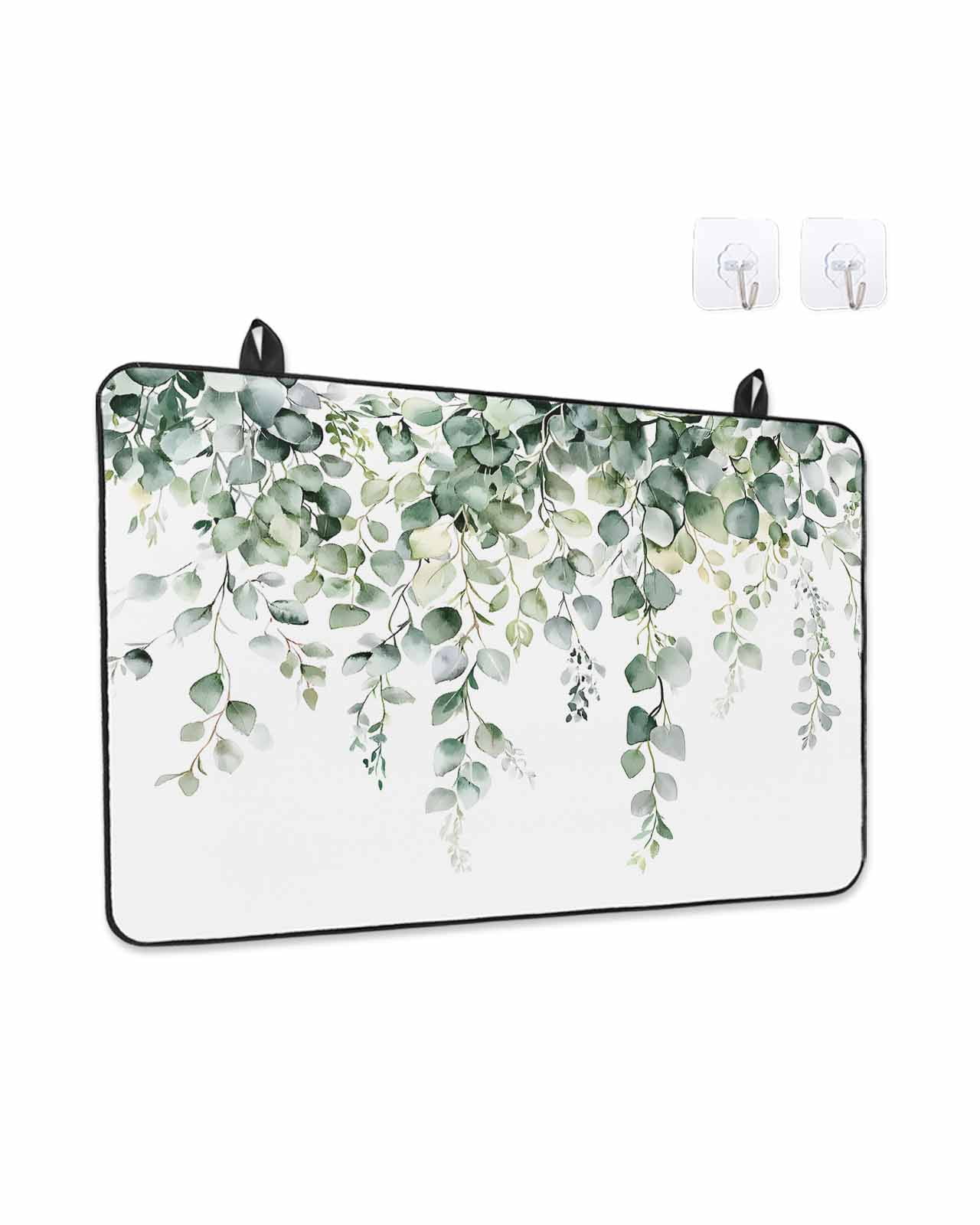 Stove Top Covers for Electric Stove, Retro Eucalyptus Leaves Glass Stovetop Cover Protector, Rustic Pastoral Botanical Induction Cooktop Protector Oven Mat for Kitchen Countertop 24"x21"