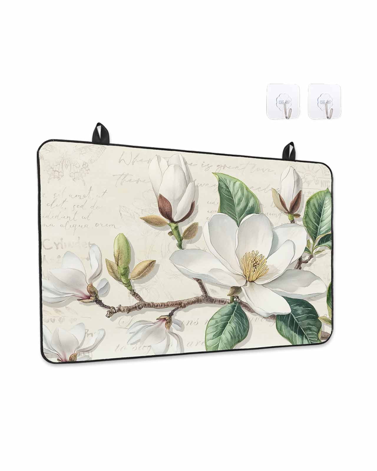 Stove Top Covers for Electric Stove, Retro Flowers Glass Stovetop Cover Protector, Farmhouse Leaf Branch Green Plants Induction Cooktop Protector Oven Mat for Kitchen Countertop 24"x21"