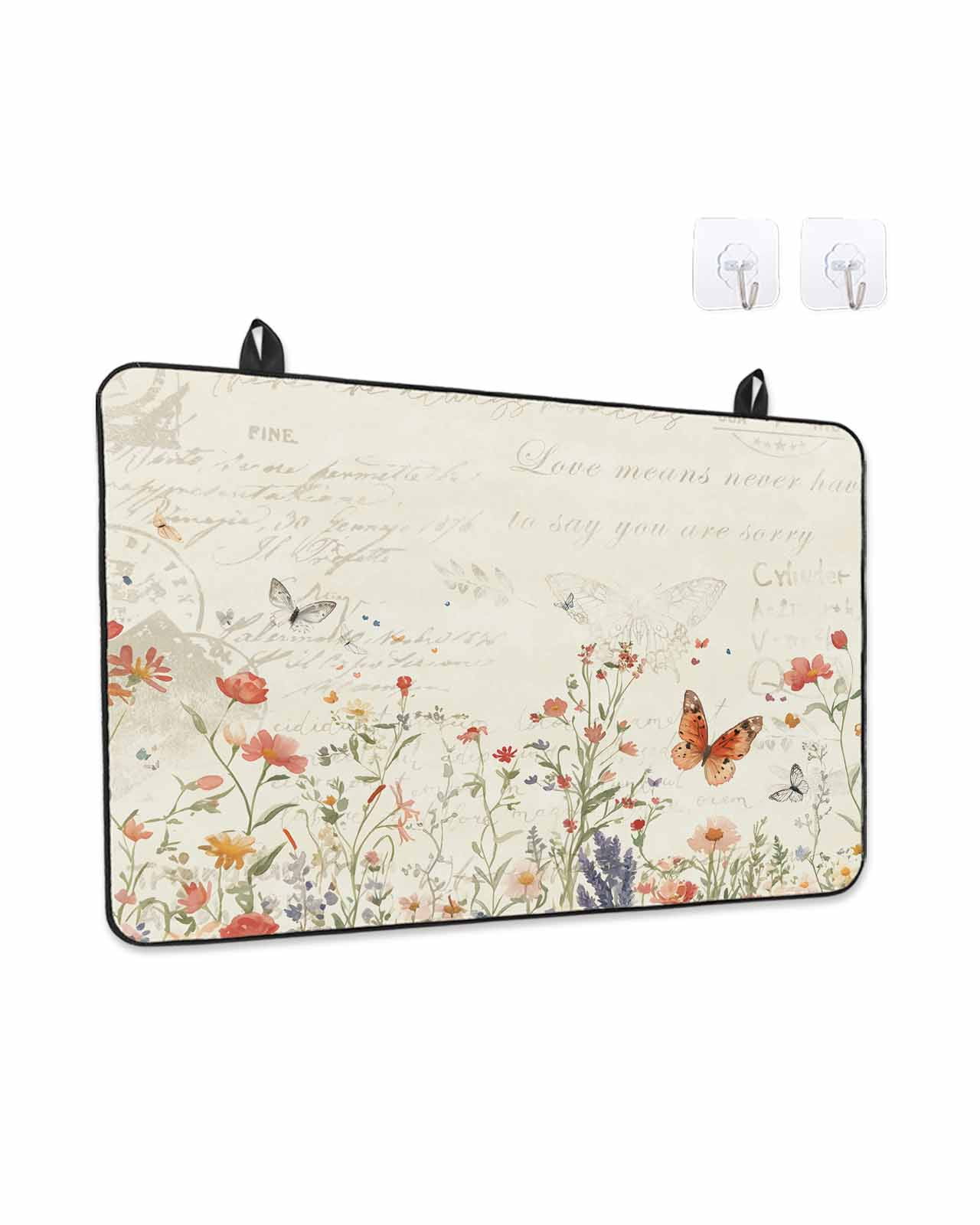 Stove Top Covers for Electric Stove, Retro Spring Floral Glass Stovetop Cover Protector, Botanical Colorful Summer Butterfly Induction Cooktop Protector Oven Mat for Kitchen Countertop 24"x21"