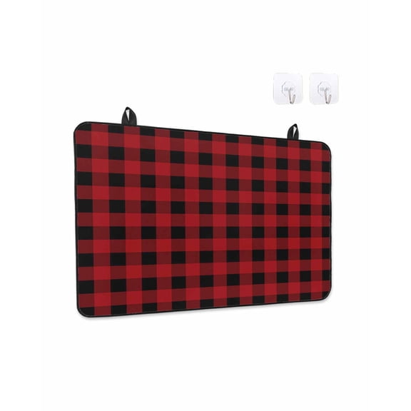 Stove Top Covers for Electric Stove, Rustic Checkered Glass Stovetop Cover Protector, Black Red Buffalo Plaid Induction Cooktop Protector Oven Mat for Kitchen Countertop 36"x21"