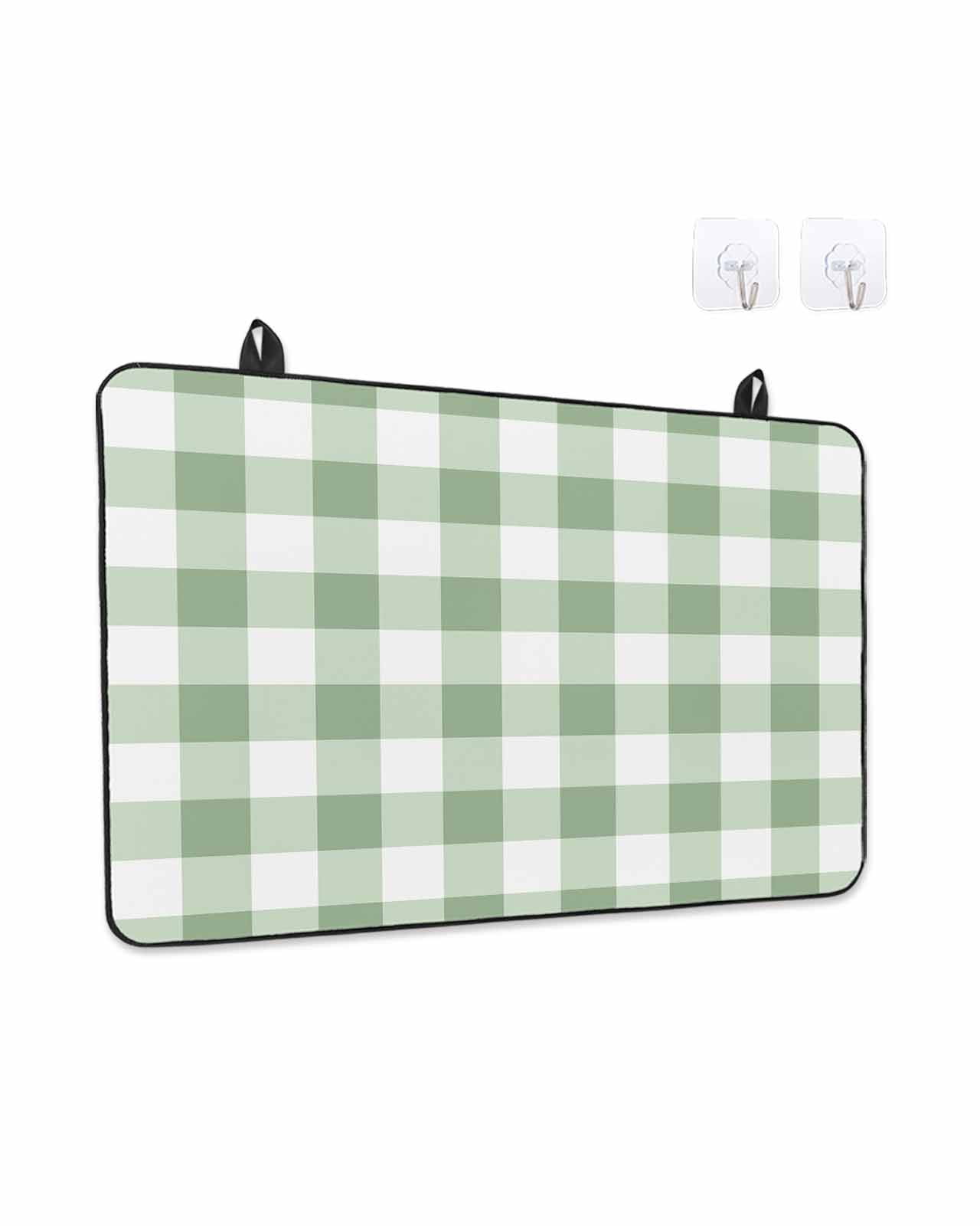 Stove Top Covers for Electric Stove, Sage Green Buffalo Plaid Glass Stovetop Cover Protector, Green White Checkered Farmhouse Induction Cooktop Protector Oven Mat for Kitchen Countertop 24"x21"