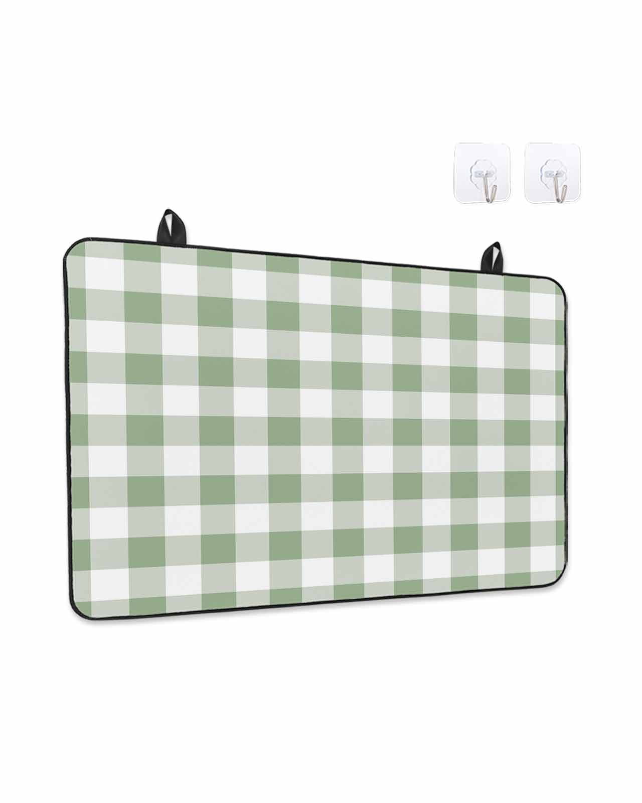 Stove Top Covers for Electric Stove, Sage Green Checkered Glass Stovetop Cover Protector, Farmhouse Buffalo Plaid Induction Cooktop Protector Oven Mat for Kitchen Countertop 24"x21"