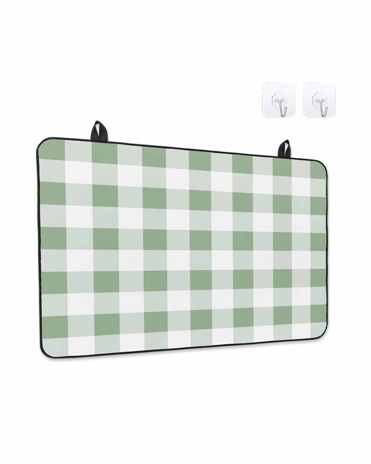 Stove Top Covers for Electric Stove, Sage Green Checkered Glass Stovetop Cover Protector, Green White Buffalo Plaid Induction Cooktop Protector Oven Mat for Kitchen Countertop 31"x24"