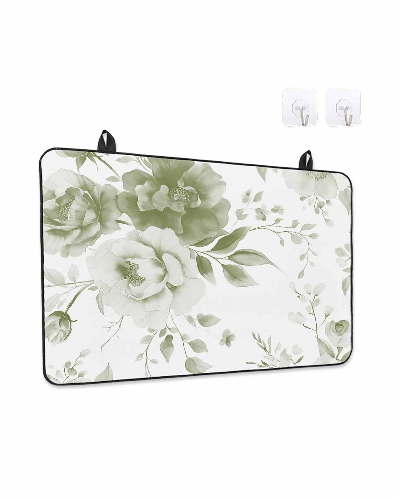 Stove Top Covers for Electric Stove, Sage Green Flower Glass Stovetop Cover Protector, Watercolor Gradient Retro Floral Induction Cooktop Protector Oven Mat for Kitchen Countertop 24"x21"