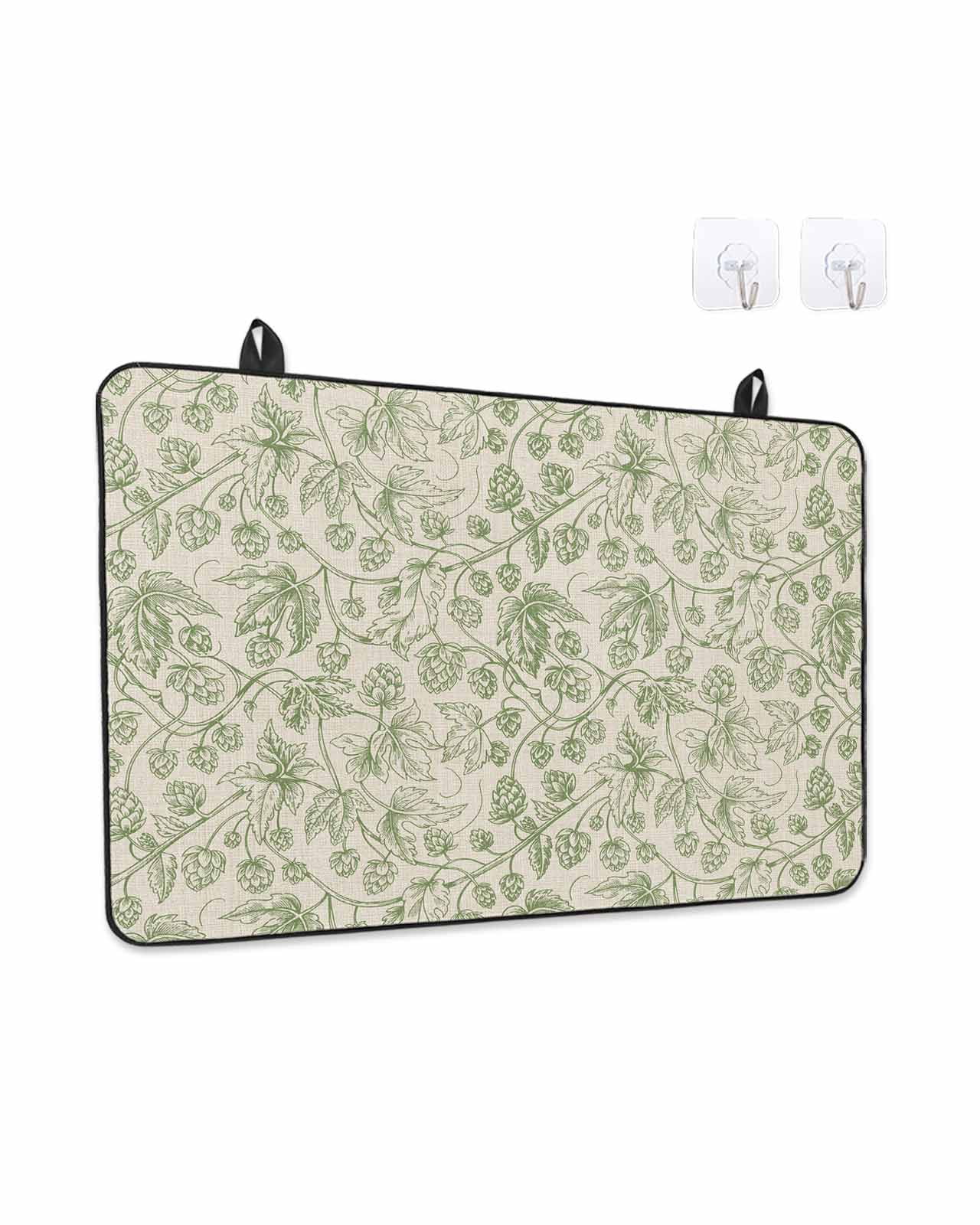 Stove Top Covers for Electric Stove, Sage Green Flowers Glass Stovetop Cover Protector, Rustic Pastoral Botanical Floral Leaf Induction Cooktop Protector Oven Mat for Kitchen Countertop 24"x21"