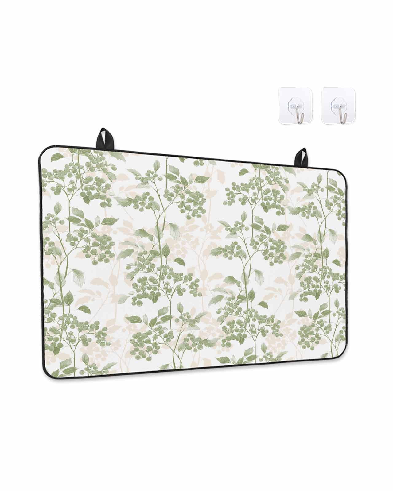 Stove Top Covers for Electric Stove, Sage Green Fruit Glass Stovetop Cover Protector, Vintage Plant Nature Botanical Flower Induction Cooktop Protector Oven Mat for Kitchen Countertop 24"x21"