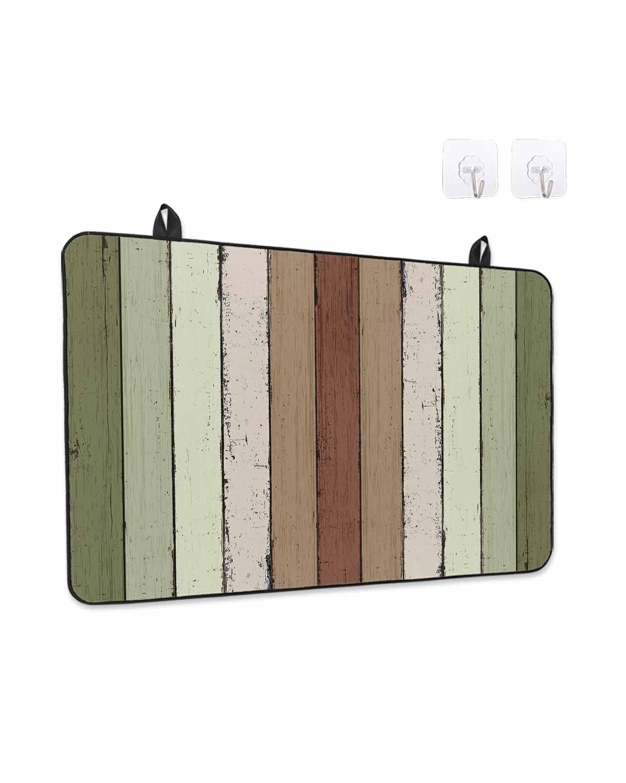 Stove Top Covers for Electric Stove, Sage Green Glass Stovetop Cover Protector, Farmhouse Wood Grain Vintage Brown Striped Induction Cooktop Protector Oven Mat for Kitchen Countertop 36"x21"