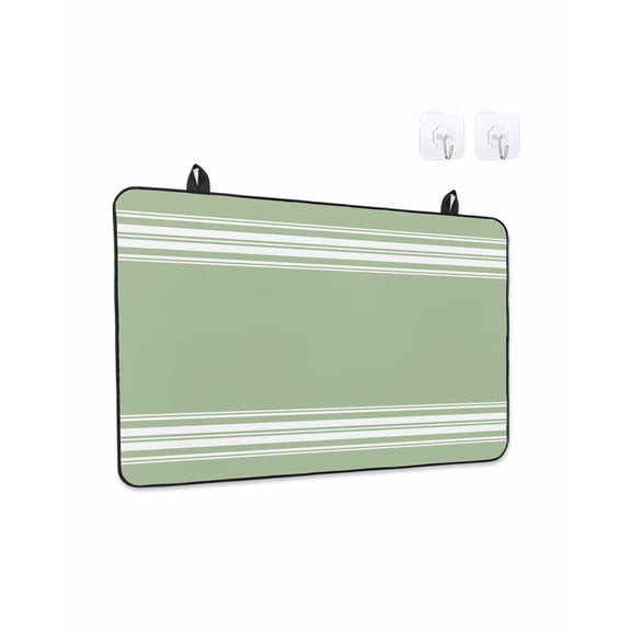 Stove Top Covers for Electric Stove 24x21In, Sage Green Heat Insulation Fireproof Glass Cooktop Protector, Farmhouse Sage Green White Striped Multipurpose Countertop Stovetop Cover for Kitchen