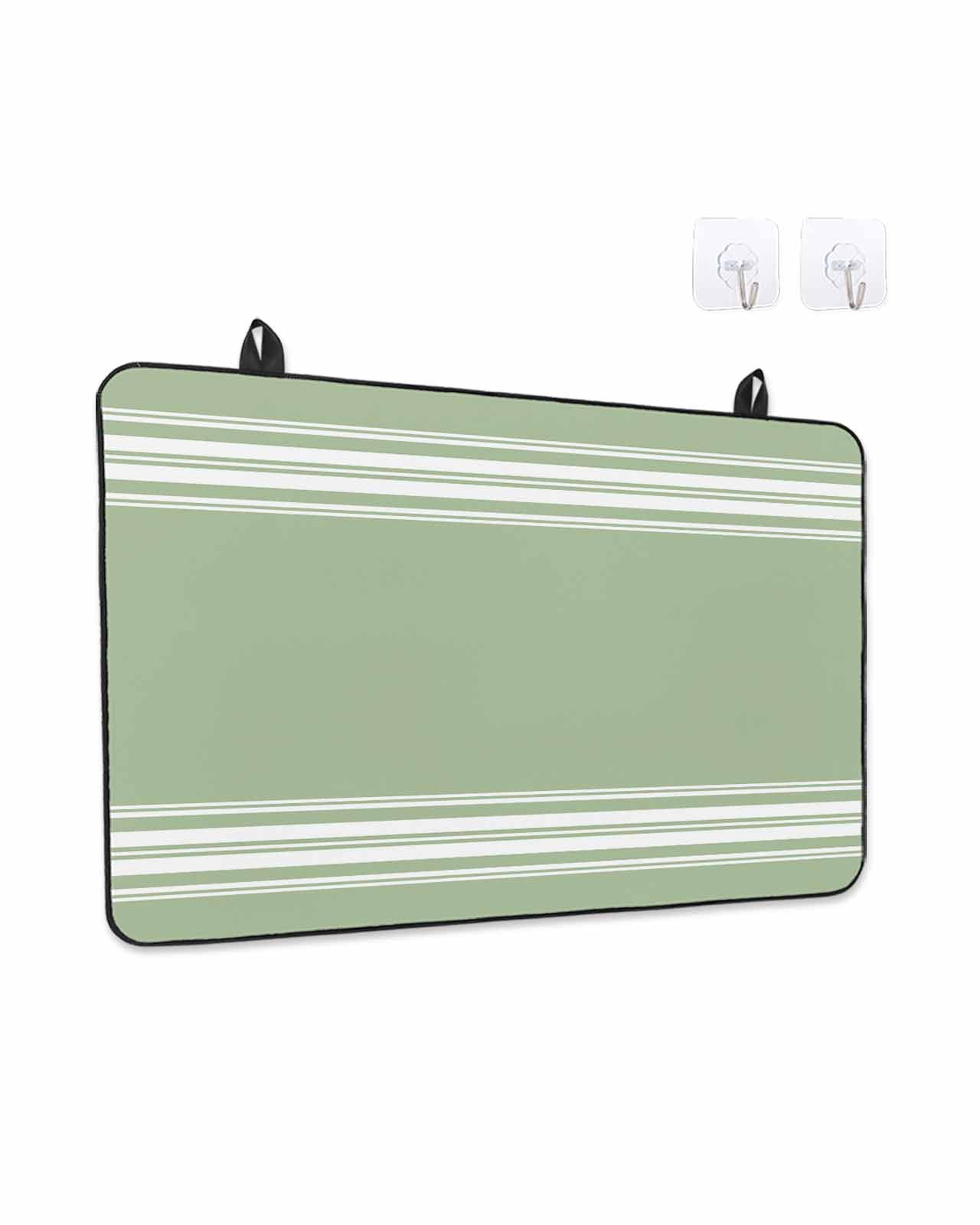 Stove Top Covers for Electric Stove, Sage Green Kitchen Glass Ceramic Electric Cooktop Covers 31''x24'', Farmhouse Sage Green White Striped HeatResistant Oven/Countertop/Dishwasher/Sink Protector