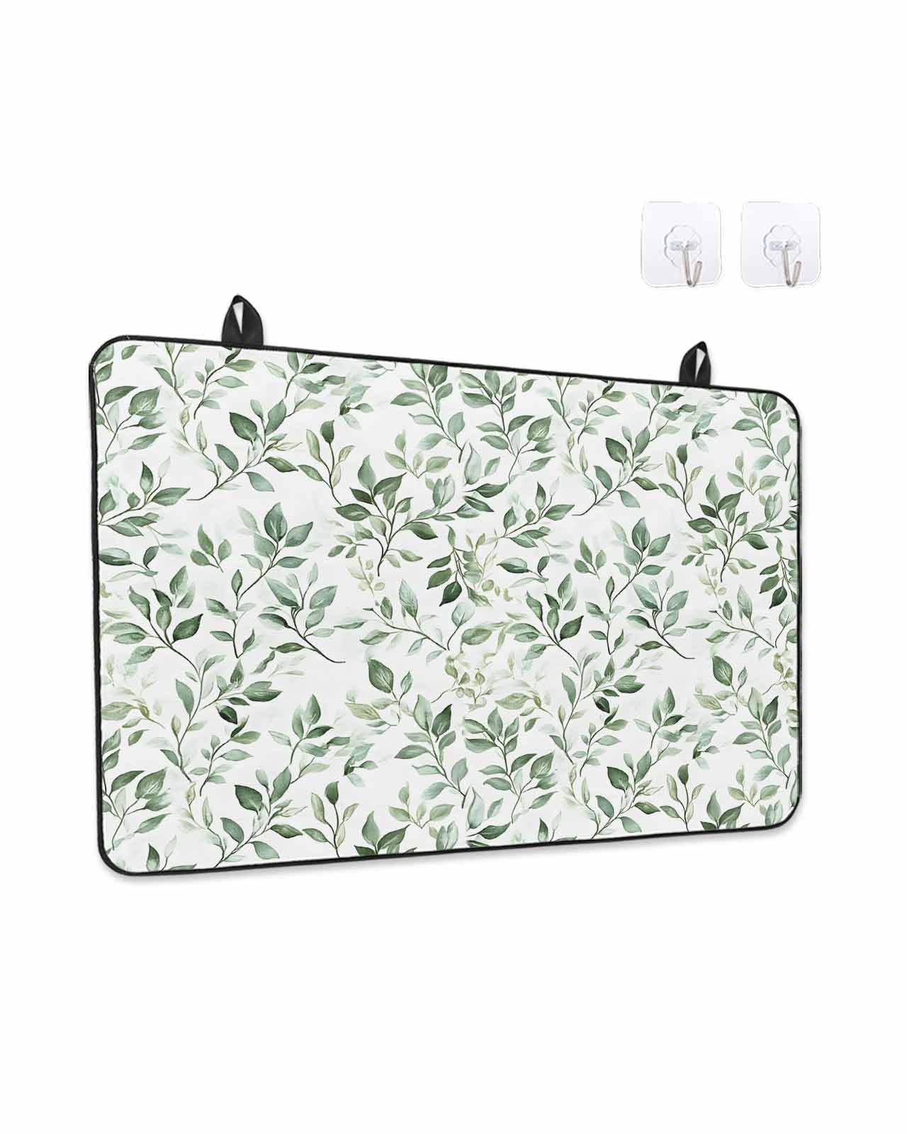 Stove Top Covers for Electric Stove, Sage Green Leaf Glass Stovetop Cover Protector, Country Eucalyptus Nature Plant Branch Induction Cooktop Protector Oven Mat for Kitchen Countertop 24"x21"