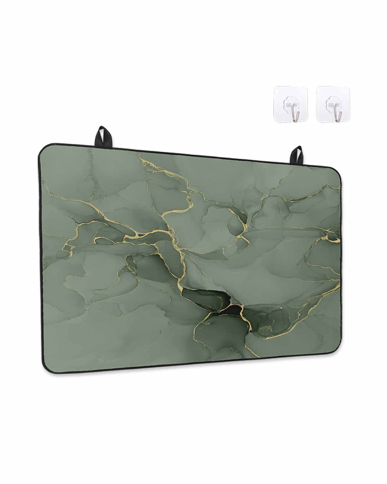 Stove Top Covers for Electric Stove, Sage Green Marble Glass Stovetop Cover Protector, Modern Abstract Art Ink Painting Induction Cooktop Protector Oven Mat for Kitchen Countertop 28.5"x20.5"